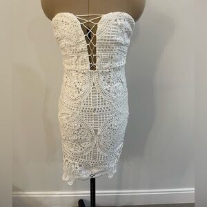 Superdown white lace dress XS
